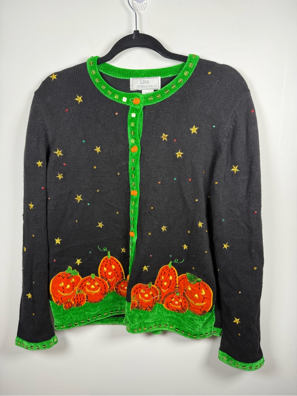 LISA INTERNATIONAL | 90s Vintage Retro Halloween Cardigan Size M